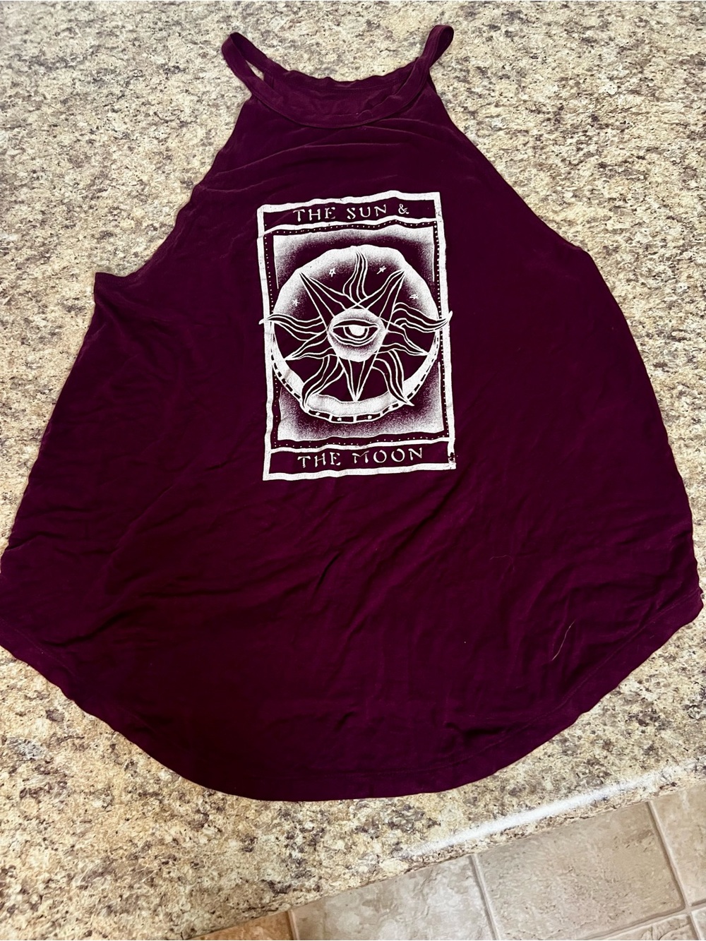 Women's American Eagle soft & sexy Halter Tank celestial Sun & Moon Graphic S